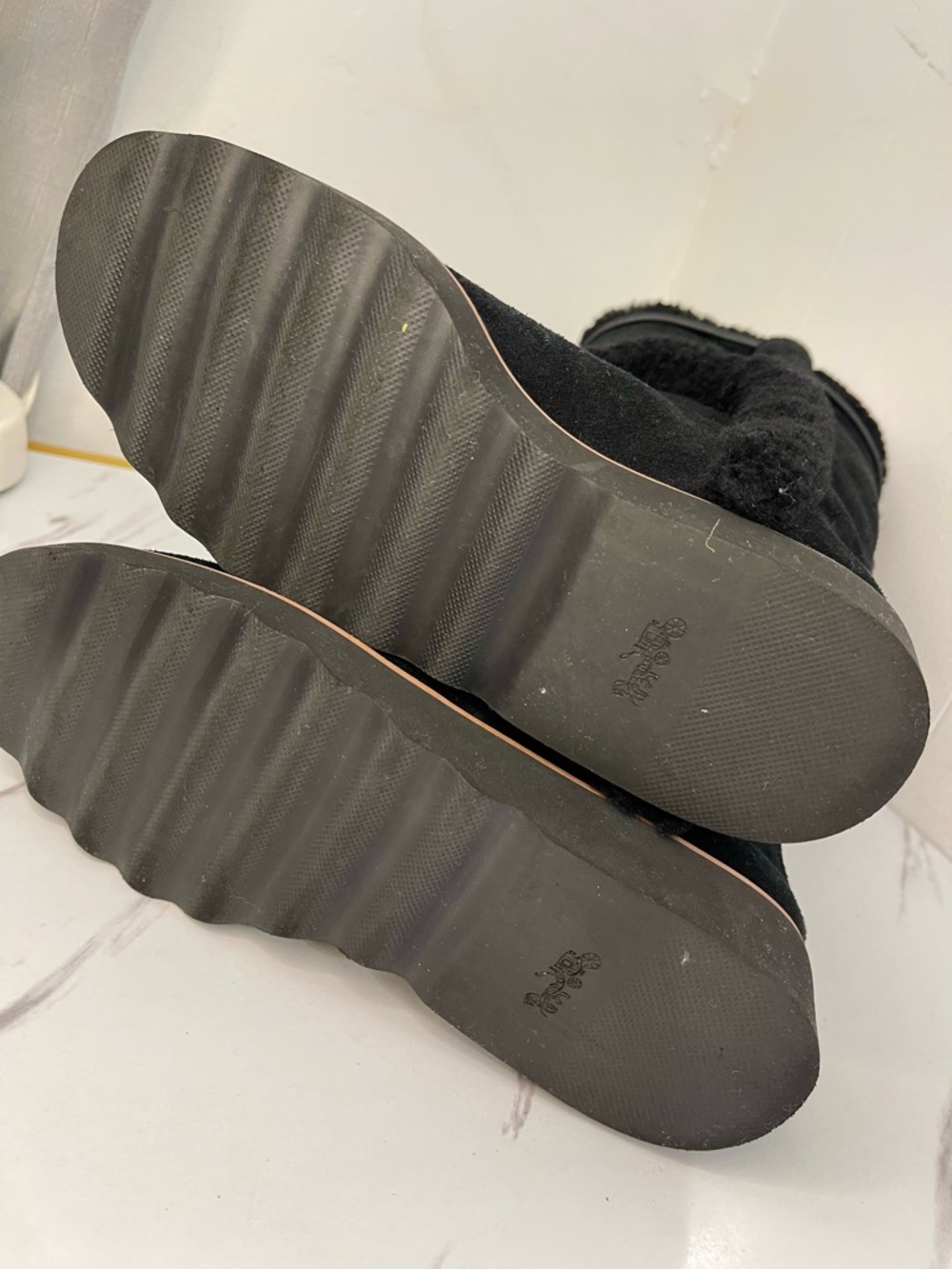 Coach Women's 6 BELMONT Suede Leather Cold Weather Winter Black tall Boots Shoes - Picture 7 of 11